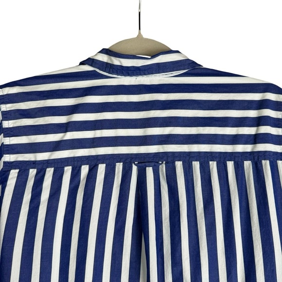 J. Crew Button Down Shirt Dress Size Small Vertical Striped Blue White Loose Fit - Picture 7 of 12